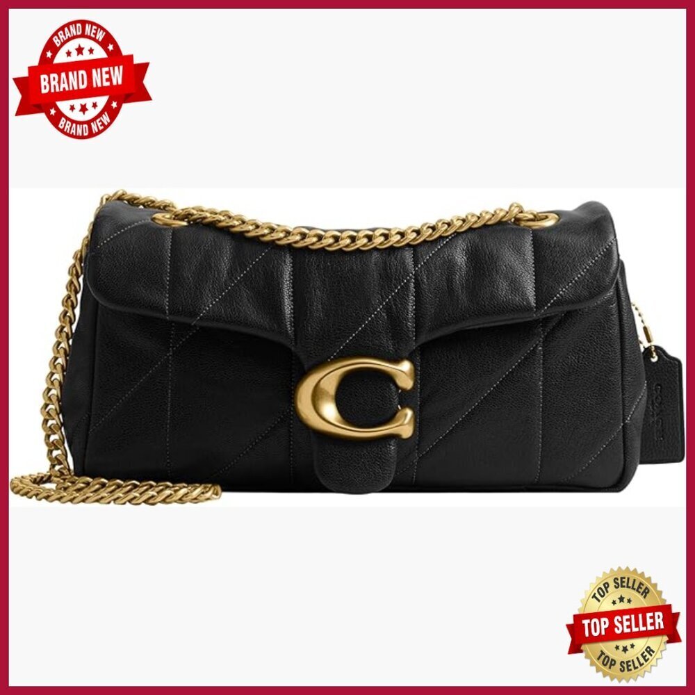 Quilted Leather Shoulder Bag with Chain Strap, Crossbody Wear
